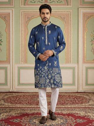 Floral Embroidered and Sequins Kurta Set