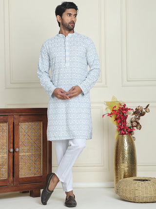 Embroidered and Sequins straight Kurta Set for Men