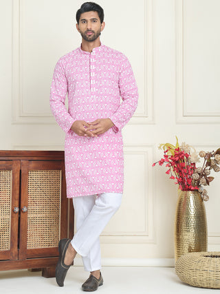 Embroidered and Sequins straight Kurta Set for Men