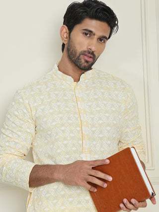 Embroidered and Sequins straight Kurta Set for Men