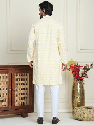 Embroidered and Sequins straight Kurta Set for Men