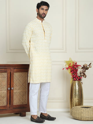 Embroidered and Sequins straight Kurta Set for Men