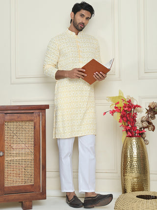 Embroidered and Sequins straight Kurta Set for Men