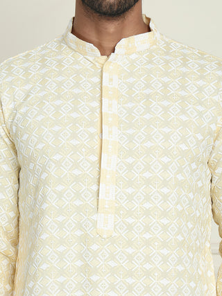 Embroidered and Sequins straight Kurta Set for Men