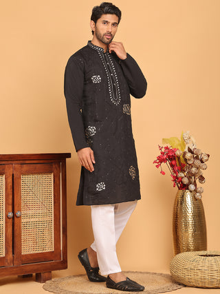 Men's Sequins Embroidered Kurta With Pyjama