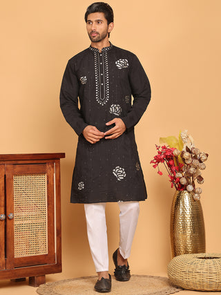 Men's Sequins Embroidered Kurta With Pyjama
