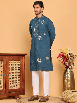 Men's Sequins Embroidered Kurta With Pyjama