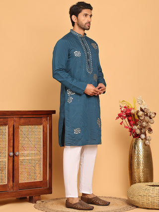 Men's Sequins Embroidered Kurta With Pyjama