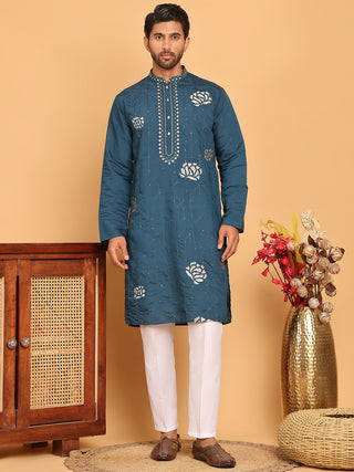 Men's Sequins Embroidered Kurta With Pyjama