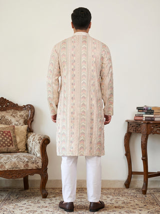 Embroidered and Sequins Kurta Pyjama Set for Men