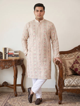 Embroidered and Sequins Kurta Pyjama Set for Men