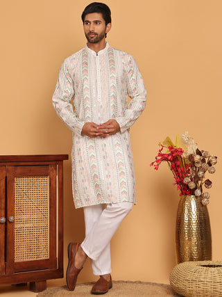 Embroidered and Sequins Kurta Pyjama Set for Men