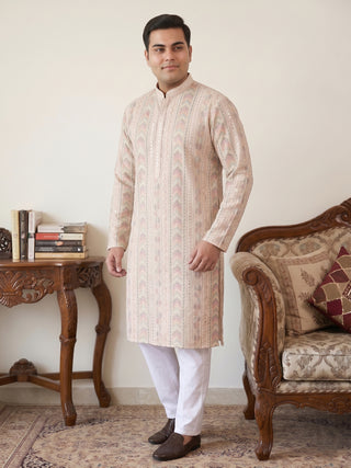 Embroidered and Sequins Kurta Pyjama Set for Men