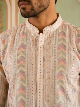 Embroidered and Sequins Kurta Pyjama Set for Men