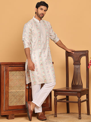 Embroidered and Sequins Kurta Pyjama Set for Men