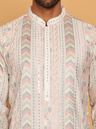 Embroidered and Sequins Kurta Pyjama Set for Men