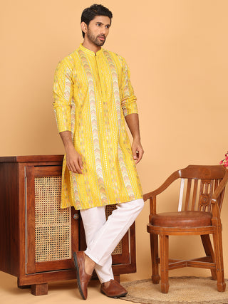 Embroidered and Sequins Kurta Pyjama Set for Men