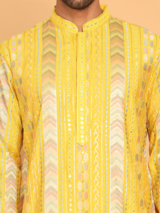 Embroidered and Sequins Kurta Pyjama Set for Men