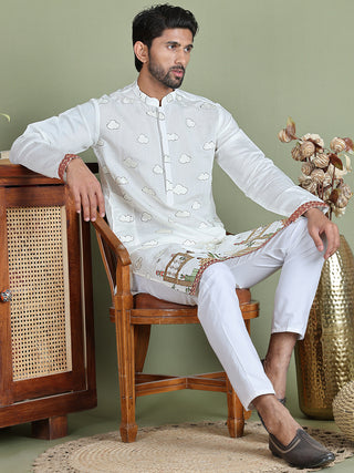 Embroidered and Sequins Kurta Set