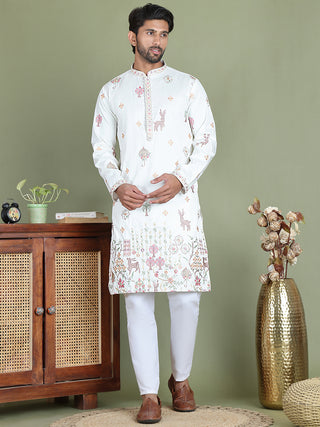 Floral Embroidered and Sequins Kurta Set