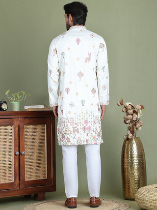 Floral Embroidered and Sequins Kurta Set