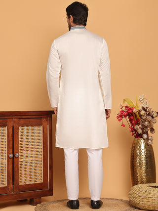 White Embroidered and Sequins Kurta Pyjama Set