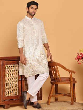Embroidered and Sequins Silk Blend Kurta Pyjama Set