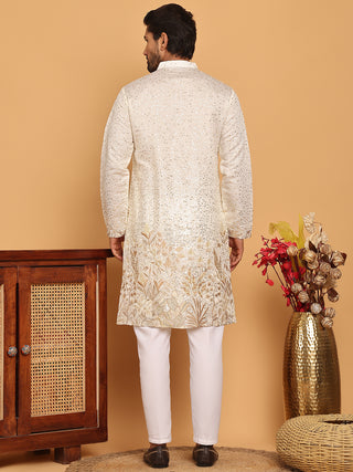 Embroidered and Sequins Silk Blend Kurta Pyjama Set