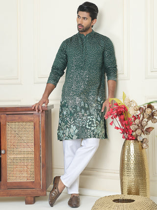 Embroidered and Sequins Silk Blend Kurta Pyjama Set