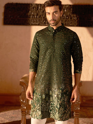 Embroidered and Sequins Silk Blend Kurta Pyjama Set
