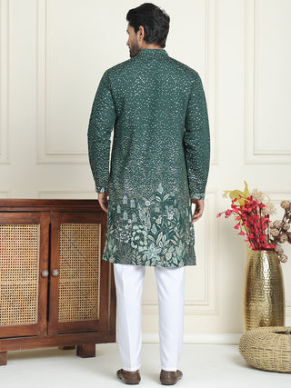 Embroidered and Sequins Silk Blend Kurta Pyjama Set