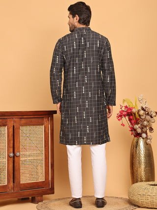 Foil Printed Straight Kurta Pyjama Set For Men