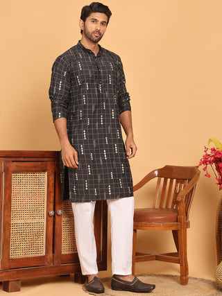 Foil Printed Straight Kurta Pyjama Set For Men