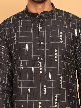Foil Printed Straight Kurta Pyjama Set For Men