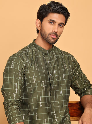 Foil Printed Straight Kurta Pyjama Set For Men