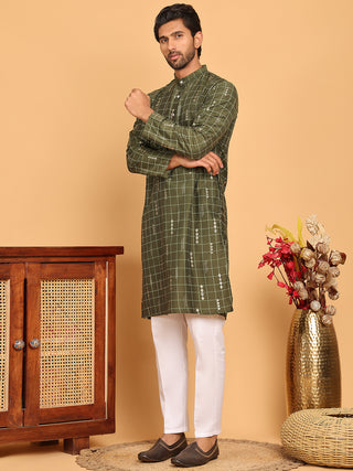 Foil Printed Straight Kurta Pyjama Set For Men