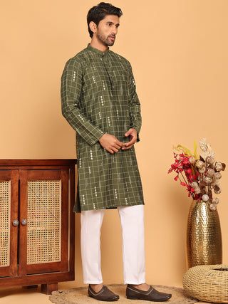 Foil Printed Straight Kurta Pyjama Set For Men