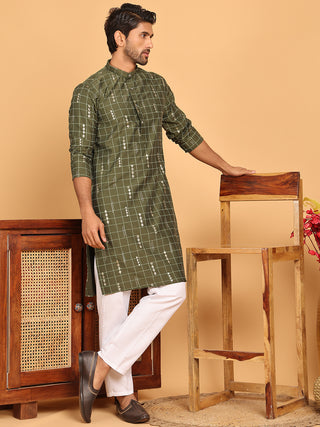Foil Printed Straight Kurta Pyjama Set For Men