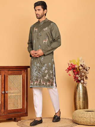 Embroidered Straight Kurta Set For Men