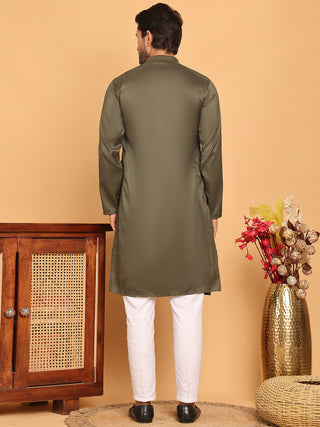 Embroidered Straight Kurta Set For Men