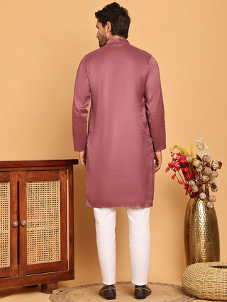 Embroidered Straight Kurta Set For Men