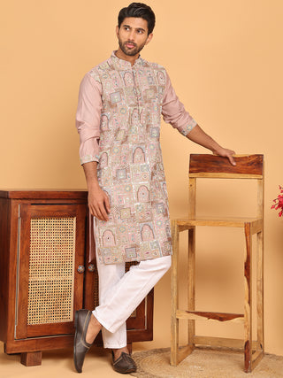 Embroidered Straight Kurta Set For Men