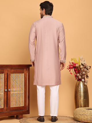 Embroidered Straight Kurta Set For Men