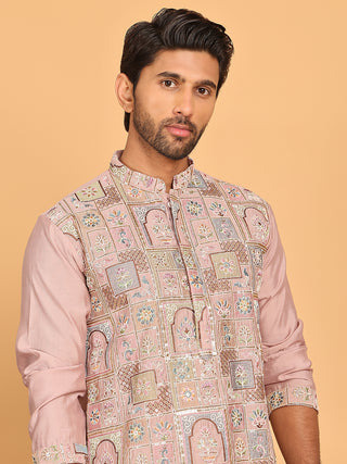 Embroidered Straight Kurta Set For Men