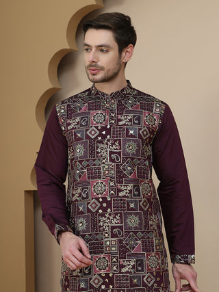 Embroidered Straight Kurta Set For Men