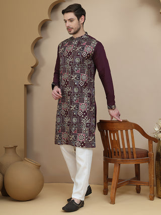 Embroidered Straight Kurta Set For Men