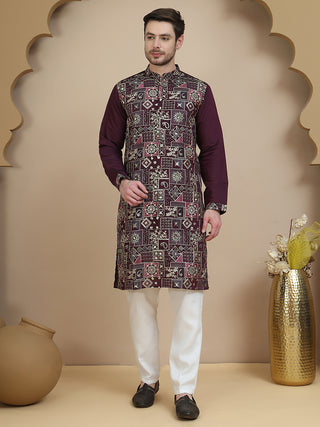 Embroidered Straight Kurta Set For Men