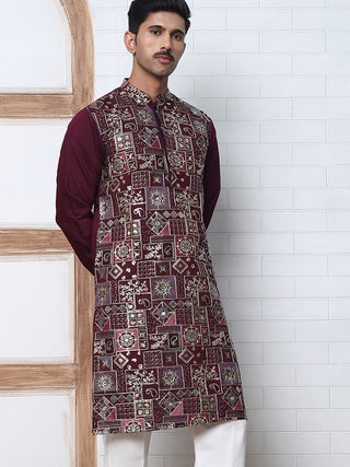 Embroidered Straight Kurta Set For Men