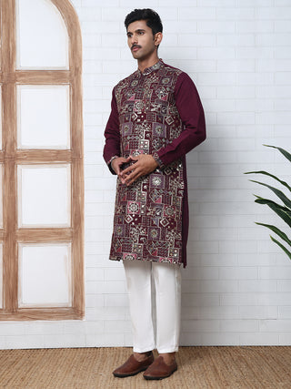 Embroidered Straight Kurta Set For Men