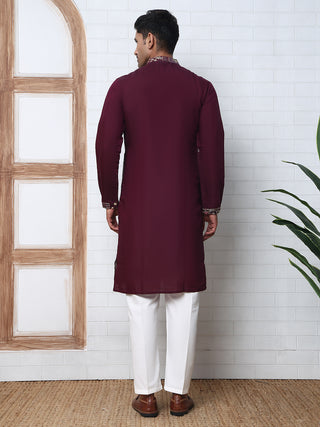 Embroidered Straight Kurta Set For Men